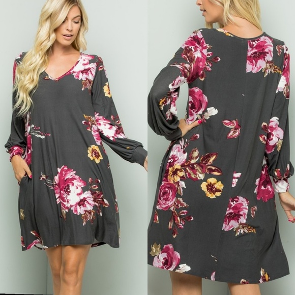 LAST 1! Gorgeous floral puff sleeve dress - Picture 4 of 7